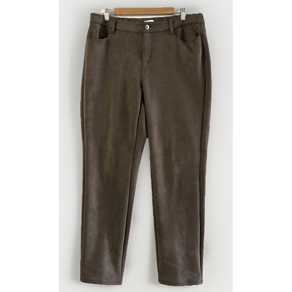 J. Jill Womens Brown Faux Suede Chino Pants Stretch Waist Sz‎ 15 No Pilling